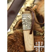 Viking Steel Knife with Wood and Bone Handle – Medieval Knife with Knotwork