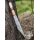 Damascus Steel Viking Seax with Wood and Brass Handle and Black Goatskin Sheath