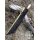 Damascus Steel Viking Seax with Wood and Brass Handle and Black Goatskin Sheath