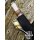 Damascus Steel Viking Seax with Wood and Brass Handle and Black Goatskin Sheath