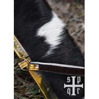 Damascus Steel Viking Seax with Wooden Handle and White Goatskin Sheath
