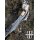 Damascus Steel Viking Seax with Wooden Handle and White Goatskin Sheath