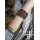 Damascus Steel Viking Seax with Wooden Handle and White Goatskin Sheath
