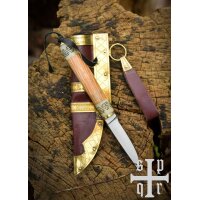 Small Birka Viking Knife, Carbon Steel, Wood and Bone Handle with Valknut Design