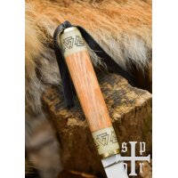 Small Birka Viking Knife, Carbon Steel, Wood and Bone Handle with Valknut Design