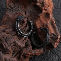 Drachen Ohrringe „Dreki“ aus Edelstahl, schwarz