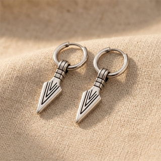 Spearhead Earrings “Spjót” with Stainless Steel Hoops