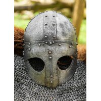 Wikinger-Brillenhelm mit Lederinlay, Antik-Finish, 1,6 mm...