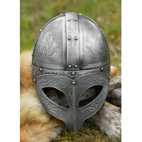 Wikinger-Brillenhelm „HALDOR“ mit Lederinlay...