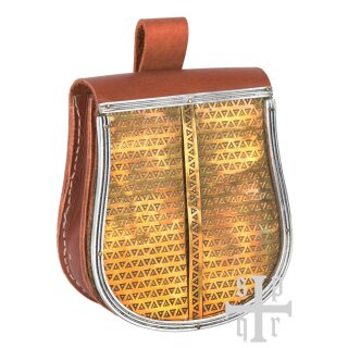 Medieval Belt Pouch “ARVID” in Brown Leather with Brass Front Flap