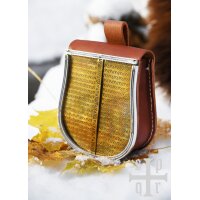 Medieval Belt Pouch “ARVID” in Brown Leather with Brass Front Flap