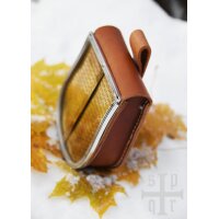 Medieval Belt Pouch “ARVID” in Brown Leather with Brass Front Flap