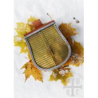 Medieval Belt Pouch “ARVID” in Brown Leather with Brass Front Flap