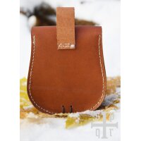 Medieval Belt Pouch “ARVID” in Brown Leather with Brass Front Flap