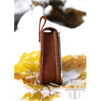 Medieval Belt Pouch “ARVID” in Brown Leather with Brass Front Flap
