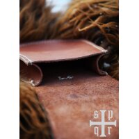 Medieval Belt Pouch “ARVID” in Brown Leather with Brass Front Flap