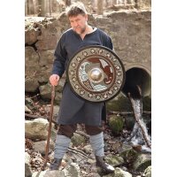 Wikinger-Rundschild „HUGINN & MUNINN“ aus Holz – mit Raben-Motiv und Triquetras