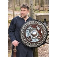 Wikinger-Rundschild „HUGINN & MUNINN“ aus Holz – mit Raben-Motiv und Triquetras