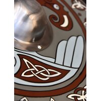 Wikinger-Rundschild „HUGINN & MUNINN“ aus Holz – mit Raben-Motiv und Triquetras
