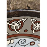 Wikinger-Rundschild „HUGINN & MUNINN“ aus Holz – mit Raben-Motiv und Triquetras