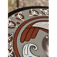 Wikinger-Rundschild „HUGINN & MUNINN“ aus Holz – mit Raben-Motiv und Triquetras