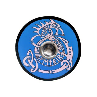 Viking Round Shield “FENRIR” in Wood – Hand-Painted Fenris Wolf and Runes
