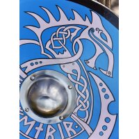Viking Round Shield “FENRIR” in Wood – Hand-Painted Fenris Wolf and Runes