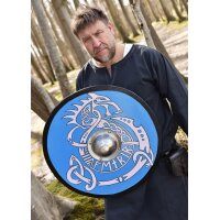 Viking Round Shield “FENRIR” in Wood – Hand-Painted Fenris Wolf and Runes