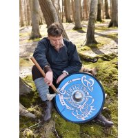 Viking Round Shield “FENRIR” in Wood – Hand-Painted Fenris Wolf and Runes