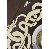 Anglo-Saxon Round Shield “WYRM” in Wood – with Serpent Motif and Futhorc Runes