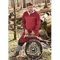 Anglo-Saxon Round Shield “WYRM” in Wood – with Serpent Motif and Futhorc Runes