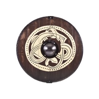 Viking Round Shield “ORMR” – Hand-Painted Beast Motif