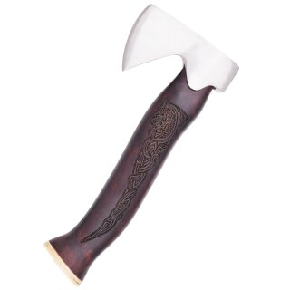 Viking Hand Axe “MJÖLNIR” – Decorated with Bone End Cap