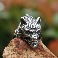 Fenrir Wolfskopf-Ring – Wikinger Schmuck aus Edelstahl