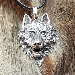 Wolfskopf Anhänger "Geri" aus Silber