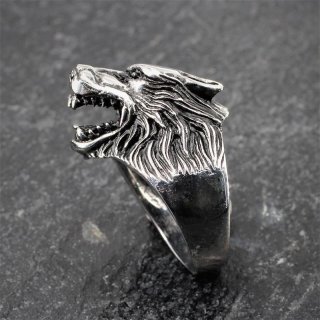 Edelstahl Ring Fenris Wolf Runen Triskele Wikinger Mittelalter Runenkreis Silber 
