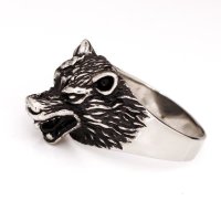 Wolf Ring "Hati" aus Edelstahl 55 (17,5) / 7 US