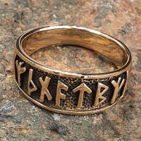 Wikinger Ring mit Runen &quot;Futhark&quot; aus Bronze 60 (19,1) / 9,1 US