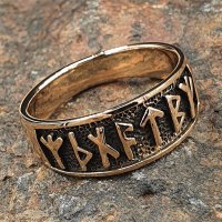 Wikinger Ring mit Runen &quot;Futhark&quot; aus Bronze 60 (19,1) / 9,1 US