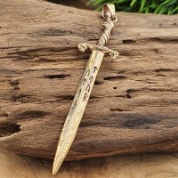Schwert Anhänger "GRAM" mit nordischen Runen, aus Bronze