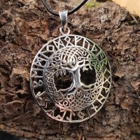 Yggdrasil Anhänger "LOKE" mit Runen, aus Silber