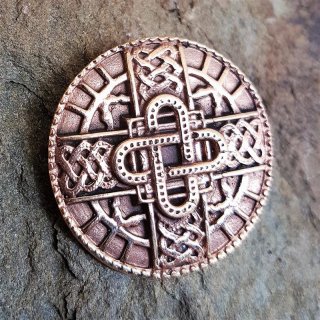 Knopf mit keltischem Knoten-Ornament in Kreuzform aus Bronze