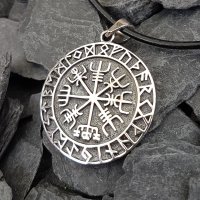 Vegvisir Anhänger "HULD", verziert mit nordischen Runen, aus 925 Sterling Silber