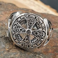 Keltisches Kreuz 925 Sterling Silber Ring Siegelring mit Triquetra 70 (22,3) / 12,9 US