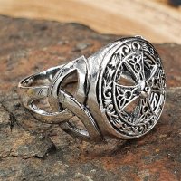 Keltisches Kreuz 925 Sterling Silber Ring Siegelring mit Triquetra 70 (22,3) / 12,9 US
