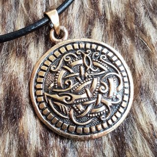 Wikinger Schmuck Amulett mit der Midgardsschlange aus Bronze