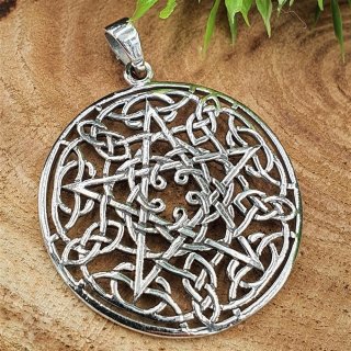 Keltischer Knoten Anhänger "GAWAIN" mit Pentagramm, aus Silber