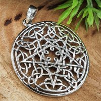 Keltischer Knoten Anh&auml;nger &quot;GAWAIN&quot; mit Pentagramm, aus Silber
