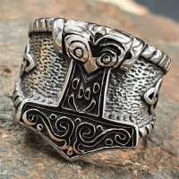 Thorshammer Ring mit keltischen Knoten aus Edelstahl 57 (18,5) / 8 US