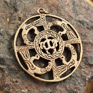 Wikinger Schmuck Amulett "Vier Raben" aus Bronze